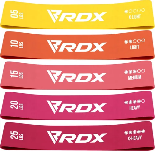 RDX Juego de bandas de resistencia de 5 niveles, certificado REACH RoHS CPSIA, bucle elástico grueso respetuoso con la piel, yoga, gimnasio en casa,