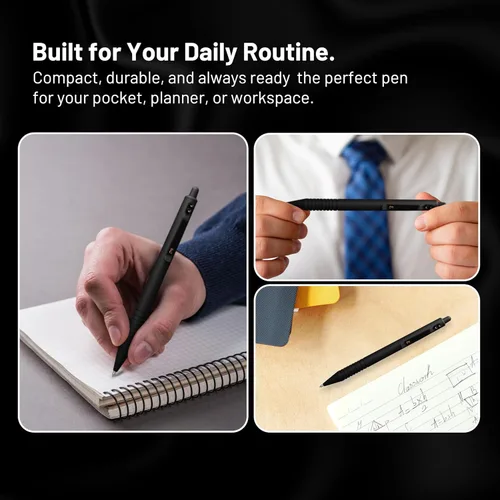 Miniatura 6 de Everyman Black Grafton - Bolígrafo de gel recargable súper mate de clic completo Herramienta de escritura EDC duradera con agarre profundo Flujo