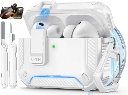 Miniatura 44 de Funda para AirPods Pro de 2 generación con soporte para teléfono, diseño de interruptor automático de protección completa contra caídas con kit