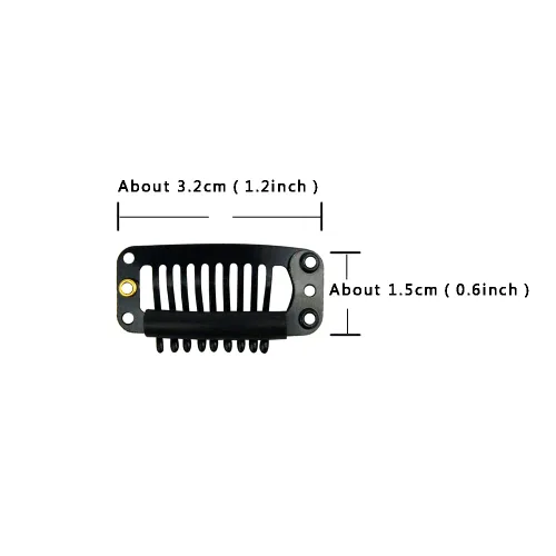 Miniatura 5 de YANTAISIYU 24 unids/lote 1.260 in 9-dientes Metal peluca clips con tapón de goma, peluca invisible accesorios clips (negro)