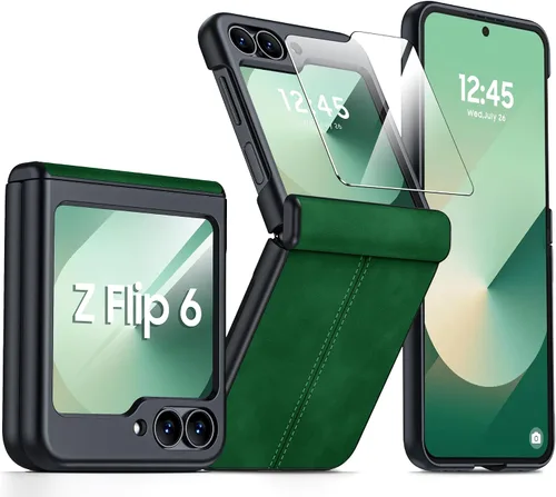Miniatura 63 de para Samsung Galaxy Z Flip 7 Funda con protección de bisagras y protector de pantalla incorporado, funda de cuero mate de policarbonato ultradelgada