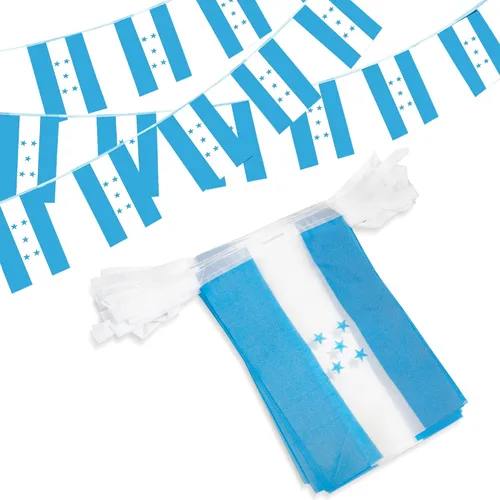 Anley Bandera de cuerda de Honduras, banderas de banderín, decoración para eventos patrióticos 15 de septiembre Día de la Independencia de Honduras,
