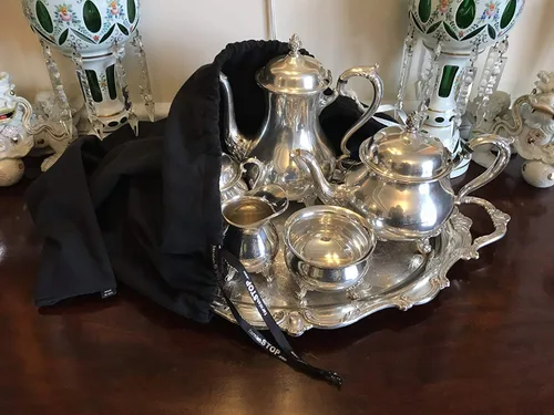 Miniatura 4 de tarnishSTOP, Fabricado en Estados Unidos, bolsa de tela antideslustre de lujo de 18 x 18 pulgadas para almacenamiento de plata, plata de ley, joyas