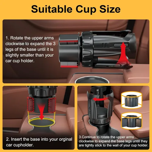 Miniatura 7 de Expansor de portavasos, expansor automático de portavasos para automóvil con capacidad para botellas de agua grandes, para vasos de viaje y tazas
