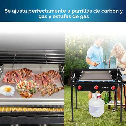 Miniatura 2 de Uniflasy Plancha de Hierro Fundido para Parrilla de Gas Plancha de Superficie Plana Insertable para Parrilla de Gas al Aire Libre, Placa Sartén