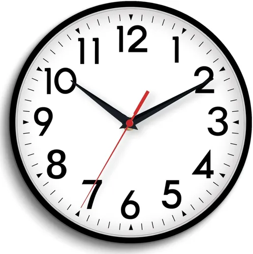Miniatura 10 de DAXSMY Reloj de pared analógico pequeño de 8 pulgadas, silencioso, sin tictac, funciona con pilas, moderno, simple, decorativo, para cocina, H-blue