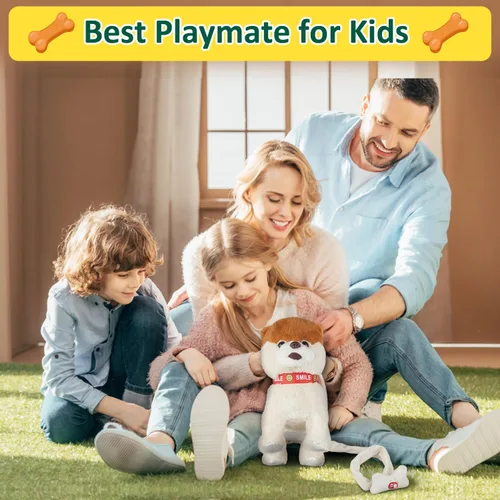 Miniatura 6 de Marsjoy Juguete de perro musical que camina y baila con correa - Animal de peluche interactivo para niños y niñas Pomerania