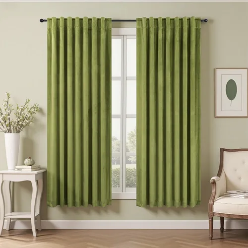 Miniatura 31 de Cortinas de terciopelo opacas para oscurecer la habitación de 63 pulgadas de largo para sala de estar, comedor, 2 paneles, privacidad pesada