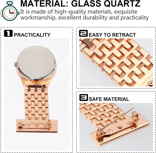 Miniatura 4 de ULTECHNOVO Reloj de enfermera con segunda mano para mujeres y hombres, reloj de solapa para enfermera, reloj de bolsillo de metal con clip en reloj
