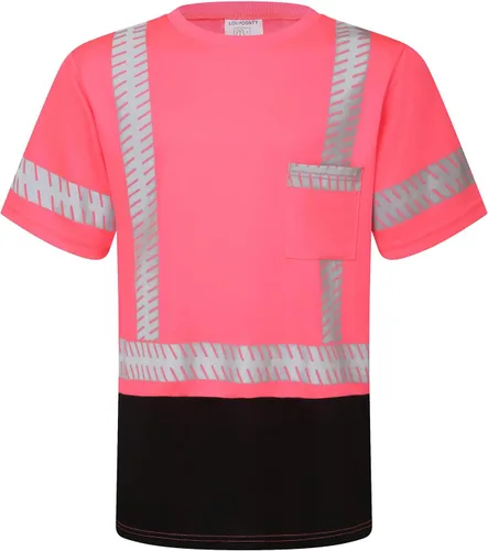 Miniatura 12 de Camisas de seguridad Hi Vis con tiras reflectantes, camisas de construcción de fondo negro para hombres y mujeres Púrpura