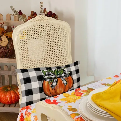 Miniatura 4 de AACORS AA166-12 - Funda de almohada de otoño de 12 x 20 pulgadas, diseño de lazo de calabaza, decoración de otoño, decoración de Acción de Gracias