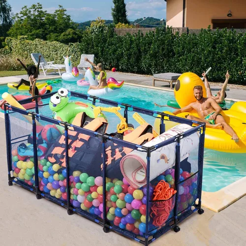 Miniatura 7 de Yescom Cesta de almacenamiento de flotador de piscina de 280 galones, tamaño XXXL para fideos de balsa de juguete, al aire libre, 65 x 30 x 33 Azul