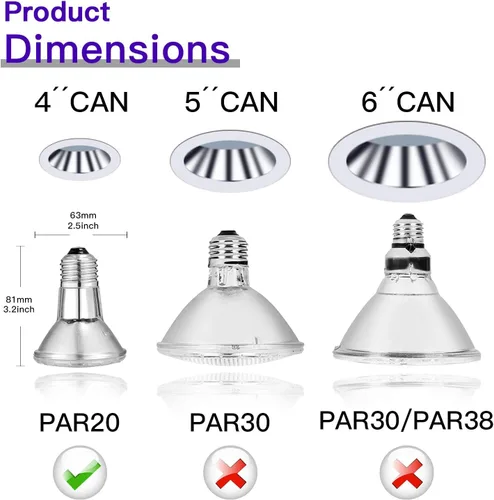 Miniatura 5 de PAR20 Bombillas halógenas, 39 W de alto rendimiento (reemplazo de 50 W) PAR20 bombilla de inundación, regulable, 120 V, 1755 lúmenes, 2700 K, blanco