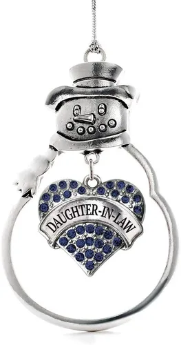 Miniatura 14 de Inspired Silver - Fuerza Aérea - Adorno de Navidad plateado - Adorno de árbol de Navidad con colgante de corazón azul con circonita cúbica