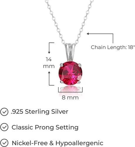 Miniatura 11 de Amazon Essentials Collar con colgante de piedra natal de corte redondo de plata de ley de 18 pulgadas (anteriormente colección Amazon)