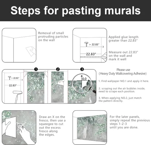 Miniatura 5 de Papel pintado de hojas verdes botánicas de pavo real de tela para sala de estar, dormitorio, baño, planta gris, mural grande de pared - 160"x108