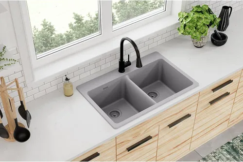 Miniatura 2 de Elkay Quartz Classic ELG3322GS0 Greystone - Fregadero de montaje superior con doble cuenco Piedra gris
