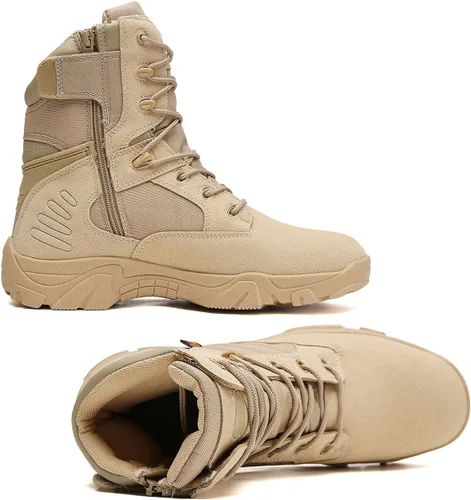 Miniatura 2 de Kervaky Botas tácticas para hombre, botas ligeras, fáciles de llevar, cremallera lateral, botas para exteriores, botas militares, botas tácticas
