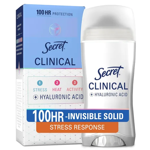 Secret Clinical Strength desodorante antitranspirante para mujeres, respuesta al estrés, 3X protección contra el estrés, 72 horas de protección