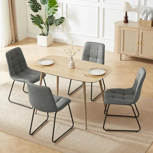 Miniatura 43 de HIPIHOM Mesa de comedor moderna de granja de 47.2 pulgadas, mesa de comedor rectangular de madera con patas de metal para 4 personas para comedor