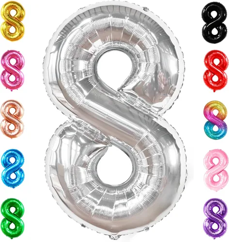 Miniatura 223 de Globo gigante plateado del número 0 de 40 pulgadas – Globo Mylar del número 0 Globo plateado 0 para decoraciones de fiesta Globo plateado