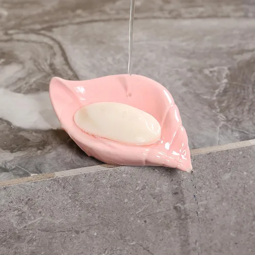 Miniatura 5 de Sea-Shell - Jabonera de cerámica con autodrenante, bandeja de jabón para fregadero, baño, ducha, soporte pequeño y elegante con esmalte, fácil