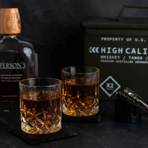 Miniatura 7 de Titan LSO Vasos y piedras de whisky en caja táctica única Copas de cóctel Bourbon, posavasos y pinzas Regalos para hombres Juego de vasos