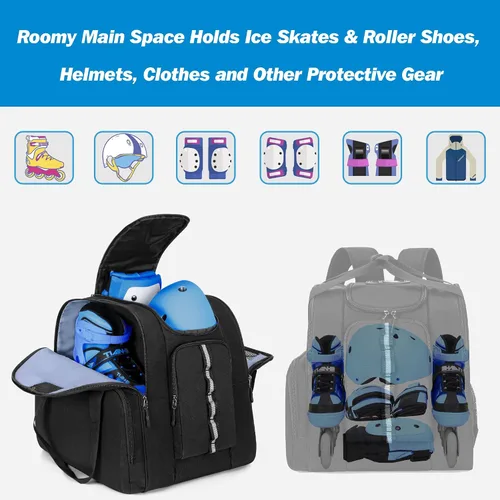 Miniatura 2 de GOBUROS Bolsa de patinaje para hombres y mujeres, mochila de patinaje sobre hielo para zapatos de patinaje hasta hombres de EE. UU. 13