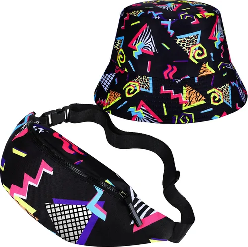 JenPen Juego de 2 sombreros tipo cangurera de los años 80 y 90 para hombres y mujeres, accesorios retro para fiestas deportivas de verano
