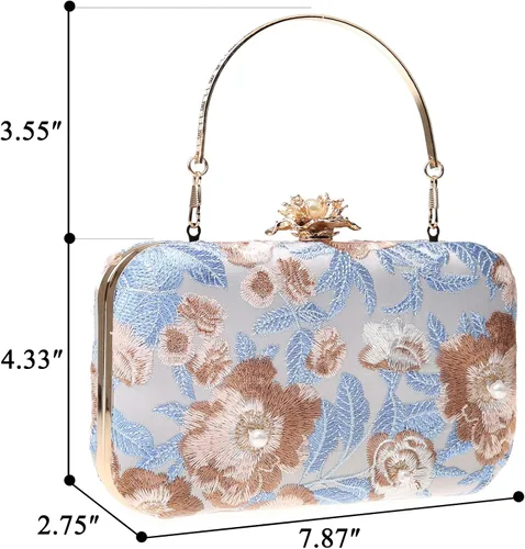 Miniatura 2 de Bolso de noche con bordado floral vintage para mujer, bolso de hombro para boda, fiesta, baile de graduación