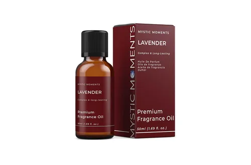 Mystic Moments | Aceite de fragancia de lavanda de 1.7 fl oz | Aroma floral herbario calmante | Aroma relajante y calmante para velas, jabón y