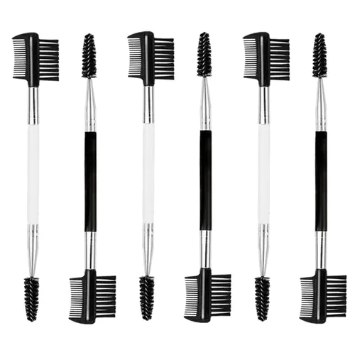Miniatura 6 de Cepillo de pestañas de cejas 2PCS Peine de pestañas de cabeza 3 Cepillo de doble cabeza Cepillo de maquillaje Herramienta de aseo cosmético (negro)
