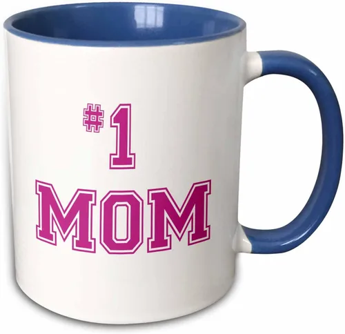 Miniatura 8 de 3dRose mug_151622_4 #1 Mom Number One Mom in Hot Pink - Taza negra de dos tonos, 11 onzas, color negro y blanco