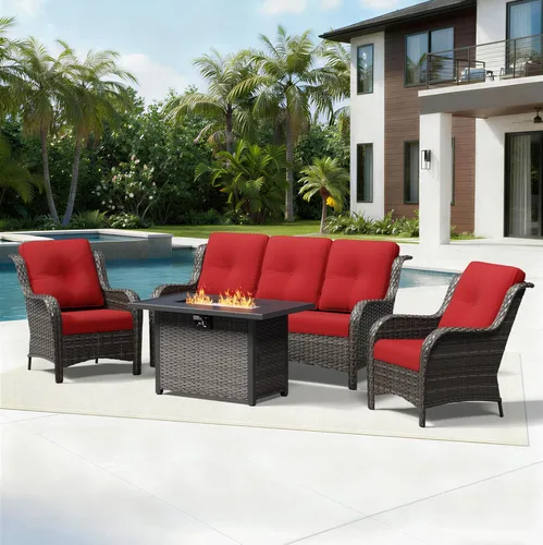 Miniatura 27 de Joyside Juego de sillas de mimbre para patio, juego de 3 piezas de mimbre para exteriores con 2 sillas reposabrazos y 1 mesa auxiliar para terraza
