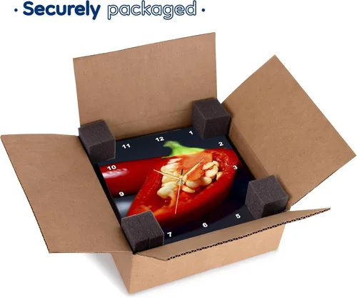 Miniatura 7 de 3dRose dpp_46799_1 Capsicum Seeds - Reloj de pared con chile y pimienta, 10 x 10 pulgadas, color rojo