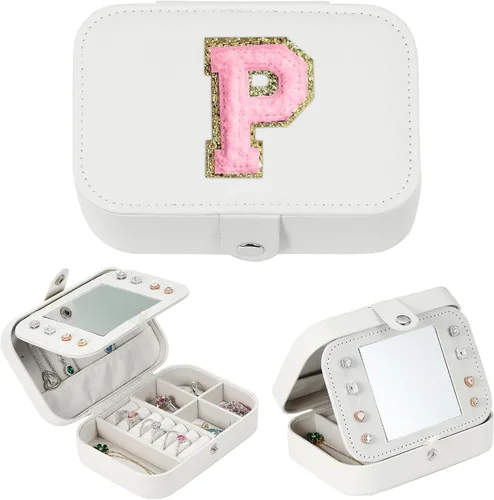 Joyero de viaje, caja de joyería mediana, piel sintética impermeable, para mujeres y niñas, organizador, regalos portátiles