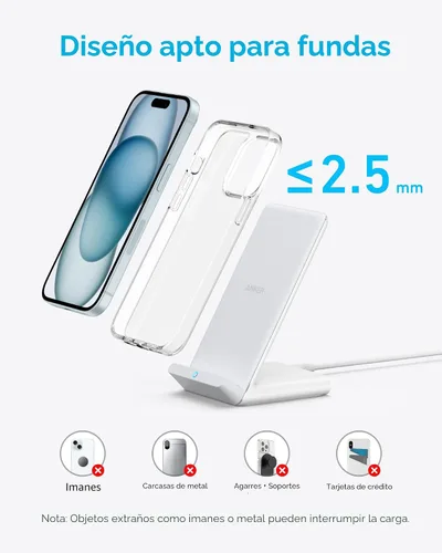 Miniatura 6 de Anker Cargador inalámbrico 313 (soporte), certificado Qi para iPhone 17/17 Pro/17 Pro Max/16/15/14/13, carga rápida de 10W para Galaxy S23 S22 S21