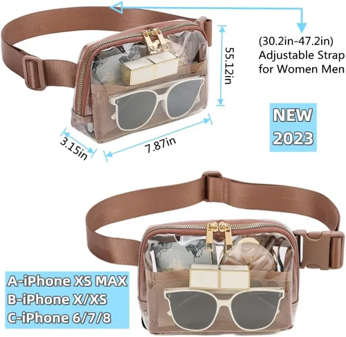Miniatura 4 de Clear Fanny Pack Clear Belt Bag stadium approved for Women Men clear purse tote bag Crossbody Transparent Waist Bag for Concerts with Adjustable