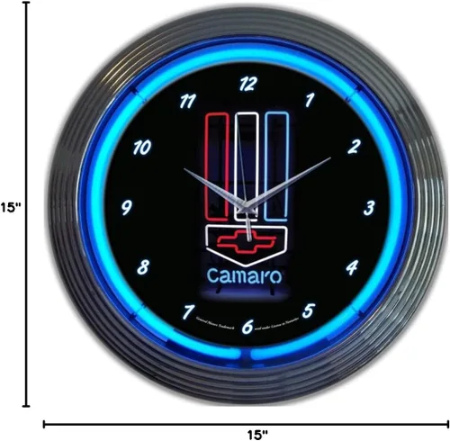 Miniatura 2 de GM Camaro - Reloj de neón rojo, blanco y azul