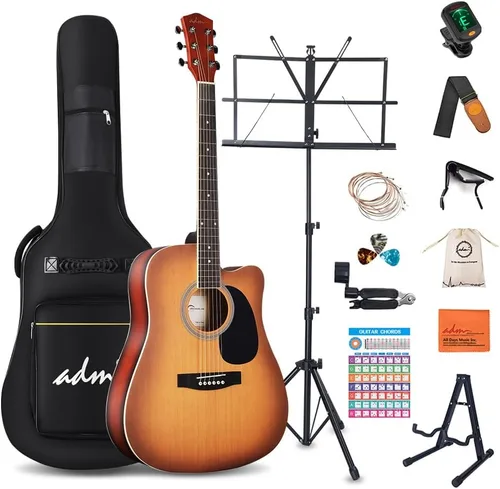 Miniatura 15 de ADM Dreadnought - Kit de guitarra acústica con lección gratuita para principiantes, adultos, adolescentes, tamaño completo, juego de iniciación