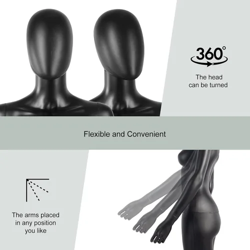 Miniatura 4 de Maniquí femenino de cuerpo completo negro - 70 pulgadas maniquí forma de vestido de exhibición de cuerpo completo maniquí Maniquí Torso Stand