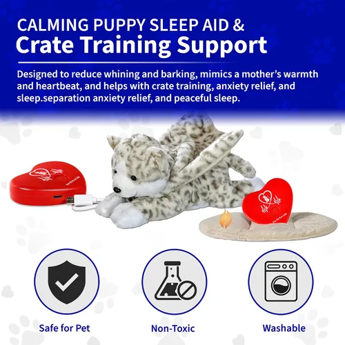 Miniatura 5 de Pet Fit For Life Animal de peluche para gatos – Ayuda calmante para dormir con latidos cardíacos recargables por USB y paquete de calor para aliviar