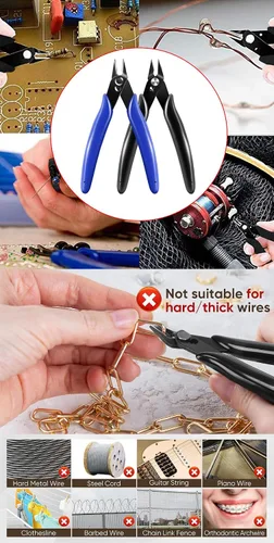Miniatura 7 de AKOAK 1 paquete de tijeras de arte de uñas de acero inoxidable, removedor de diamantes de imitación, cadena de metal, cortador, alicates diagonales