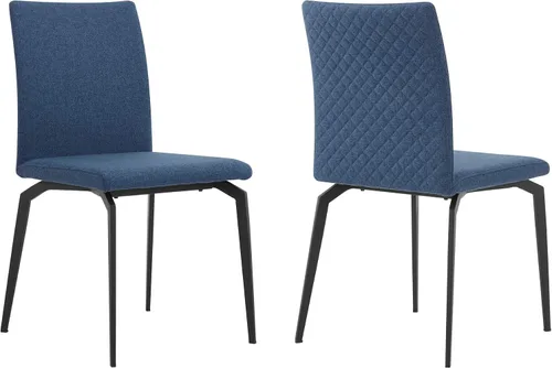 Miniatura 2 de Armen Living Lyon - Juego de 2 sillas de comedor modernas, tela azul y metal