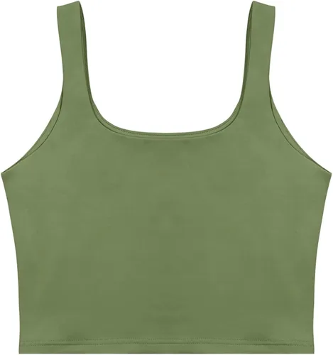 Miniatura 5 de REORIA - Ombliguera sin mangas y costuras, con doble forro, cuello cuadrado, sexy, para mujer y yoga