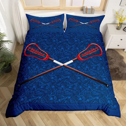 Miniatura 15 de Erosebridal Lacrosse - Funda de edredón para niños y niñas, juego de ropa de cama con temática de juegos deportivos, tamaño individual para adultos