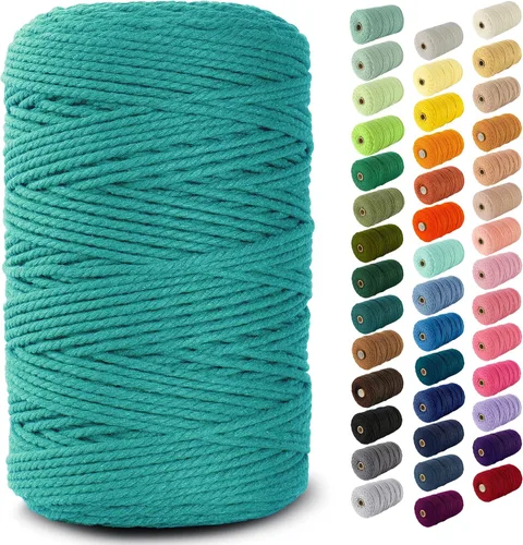 Miniatura 88 de Nook Theory - Cuerda de macramé de 3 mm, 220 yardas de cuerda de algodón, hilo de 4 mm y 5 mm, cuerda para manualidades, perfecta para colgantes