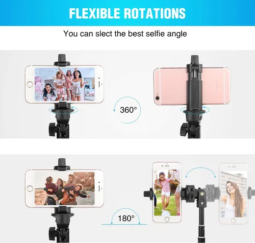 Miniatura 4 de Yesker Trípode para selfie stick para iPhone Android de 52 pulgadas extensible para teléfono con control remoto Selfie Stick Equipo de grabación