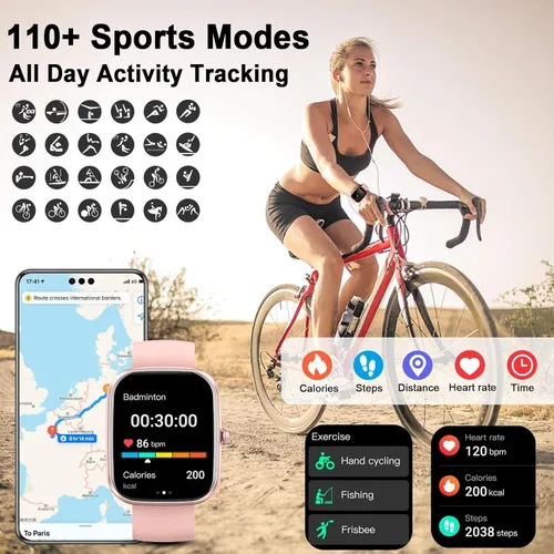 Miniatura 5 de Reloj inteligente con AI ChatGPT integrado (respuesta/hacer llamada), reloj inteligente de 1.91 pulgadas para hombres y mujeres, más de 110 A-Rosa