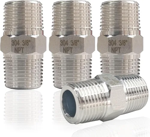 Miniatura 9 de 4 piezas de tetina hexagonal de 1/2" macho x 1/2" macho accesorios de tubería, adaptadores de tubería de rosca macho NPT de 1/2 pulgada de acero